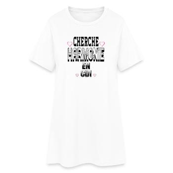 Looking for harmony on a permanent contract - Women’s T-Shirt Dress - white - Front