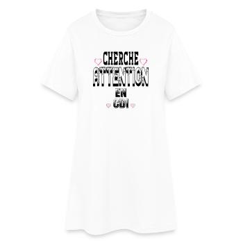 Cherche Attention en CDI - Robe T-shirt Femme - blanc - Devant