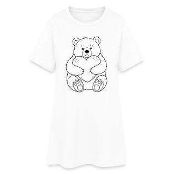 Teddybär mit Herz – kuschelige Liebe - Frauen T-Shirt-Kleid - Weiß - Vorne