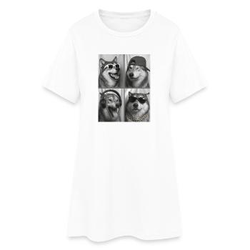 Loup - Robe T-shirt Femme - blanc - Devant