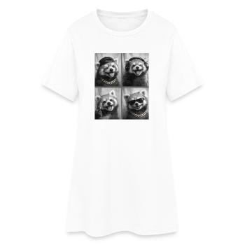 Roter Panda - Frauen T-Shirt-Kleid - Weiß - Vorne