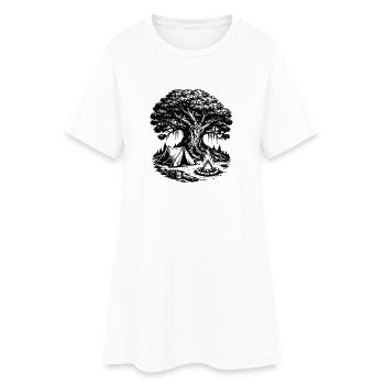 Camping Zelt Wald Baum - Frauen T-Shirt-Kleid - Weiß - Vorne