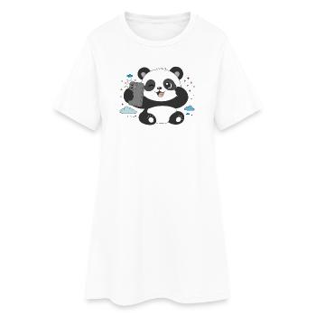 Un panda mignon prend un selfie – Motif amusant - Robe T-shirt Femme - blanc - Devant