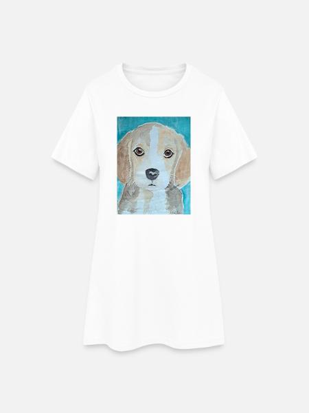 Chiot Beagle, aquarelle - Robe T-shirt Femme - blanc
