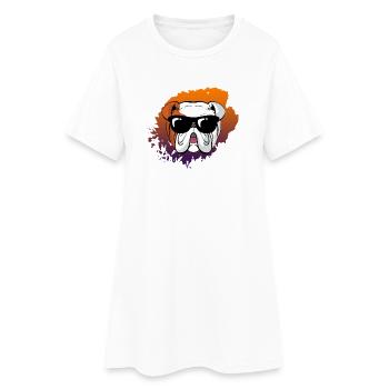 Lunettes de soleil Bulldog Cool Rétro Disco Art coloré - Robe T-shirt Femme - blanc - Devant