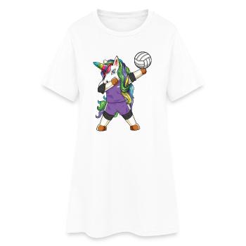Joueur drôle de volley-ball en dab, licorne arc-en-ciel - Robe T-shirt Femme - blanc - Devant