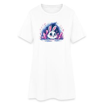 Crystal Bunny in Glitter Cave - Women’s T-Shirt Dress - white - Front