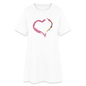 Cœur uké en ukulélé hawaïen - Robe T-shirt Femme - blanc - Devant