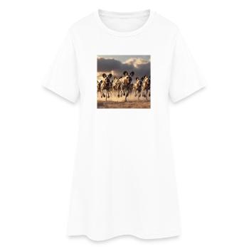 Savane faunique du groupe des hyènes - Robe T-shirt Femme - blanc - Devant