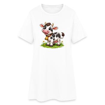 Cow with bells on pasture - Women’s T-Shirt Dress - white - Front