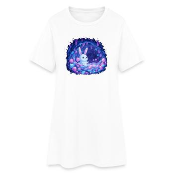 Le Lapin Bleu dans la Forêt de Cristal - Robe T-shirt Femme - blanc - Devant