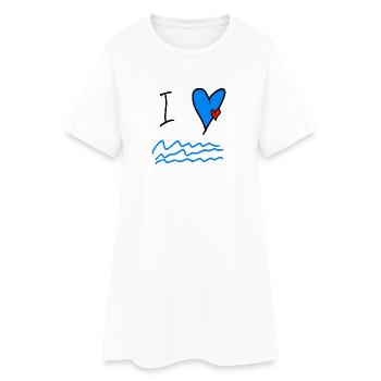 Meeresliebe Herz Wellen Illustration - Frauen T-Shirt-Kleid - Weiß - Vorne