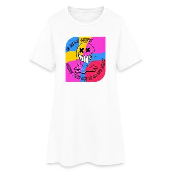 Das Leben ist kurz. POP - Frauen T-Shirt-Kleid - Weiß - Vorne
