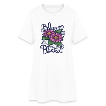 Blühe dort, wo du gepflanzt hast, Sonnenblumen - Frauen T-Shirt-Kleid - Weiß - Vorne