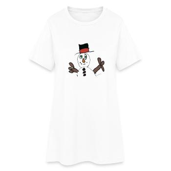 Winter Magic Snowman in Hat - Women’s T-Shirt Dress - white - Front