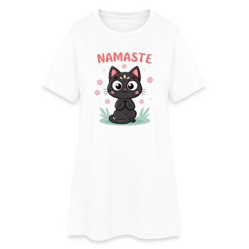Namaste Chat Zen - Robe T-shirt Femme - blanc - Devant