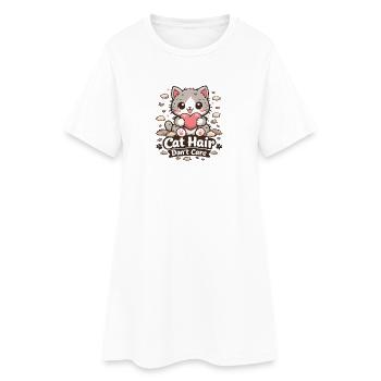 Motif des poils de chat qui s’en fichent - Robe T-shirt Femme - blanc - Devant