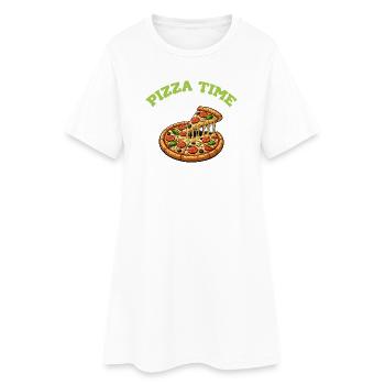 Pizza Time  - Frauen T-Shirt-Kleid - Weiß - Vorne