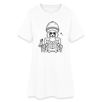 Hund Dackel beim Frisör Minimalistisch Line Art - Frauen T-Shirt-Kleid - Weiß - Vorne