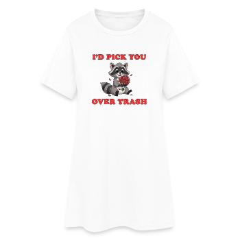 Je te choisirais plutôt que Trash - Raton laveur de dessins animés mignons - Robe T-shirt Femme - blanc - Devant