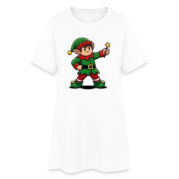 Mascotte de fête de l’elfe de Noël mignon - Robe T-shirt Femme - blanc - Devant