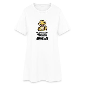 Smiling Yellow Gecko Cartoon - Frauen T-Shirt-Kleid - Weiß - Vorne