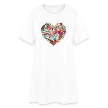 Cœur uké en ukulélé hawaïen - Robe T-shirt Femme - blanc - Devant