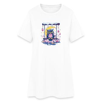 Moonlit Night Owl Swing Scene - Women’s T-Shirt Dress - white - Front
