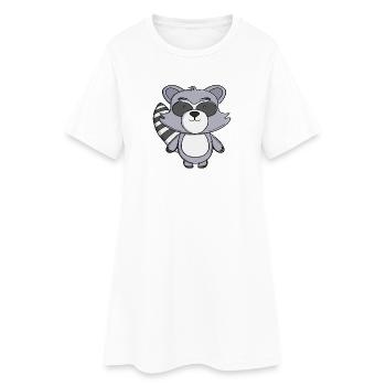 Petit raton laveur Kawaii Trash Panda Animal de dessin animé - Robe T-shirt Femme - blanc - Devant