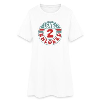 Niveau 2 débloqué – Cool Gamer Birthday Design - Robe T-shirt Femme - blanc - Devant