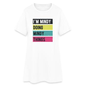 I’m Mindy Doing Mindy Things Retro Colors - Frauen T-Shirt-Kleid - Weiß - Vorne