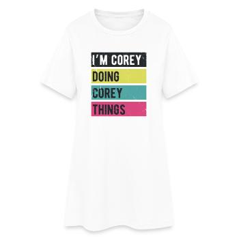 Ich bin Corey und mache Corey Things Retro-Farben - Frauen T-Shirt-Kleid - Weiß - Vorne