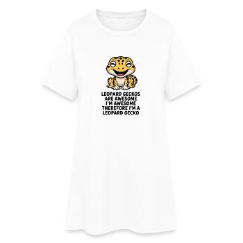 Sunny Gecko Cartoon auf Schwarz - Frauen T-Shirt-Kleid - Weiß - Vorne