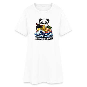 Panda In Ramen We Trust - Frauen T-Shirt-Kleid - Weiß - Vorne
