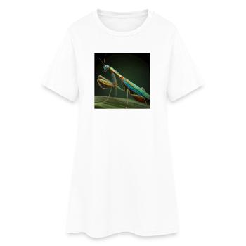 Schillernde Gottesanbeterin im Makro-Stil - Frauen T-Shirt-Kleid - Weiß - Vorne