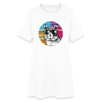 Hamster avec lunettes de soleil - Robe T-shirt Femme - blanc - Devant