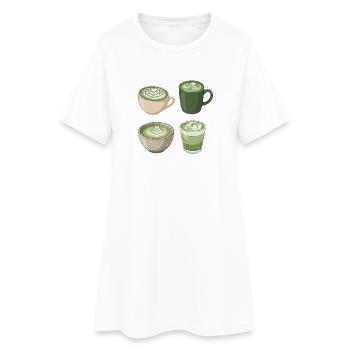 Matcha Love – Illustration de Matcha Latte sucré - Robe T-shirt Femme - blanc - Devant