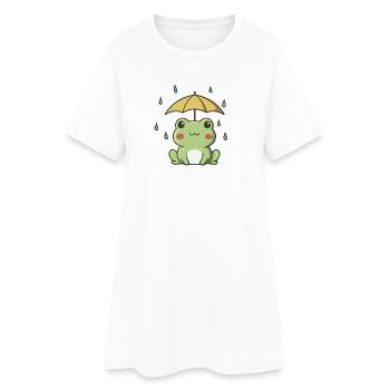 Grenouille mignonne sous la pluie – Animal kawaii - Robe T-shirt Femme - blanc - Devant