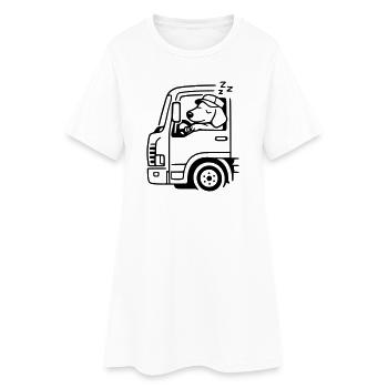 truck truck driver long-distance driver dog sleeping - Women’s T-Shirt Dress - white - Front