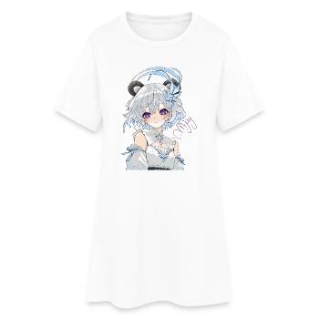 Fille anime bleue et blanche avec des fleurs - Robe T-shirt Femme - blanc - Devant