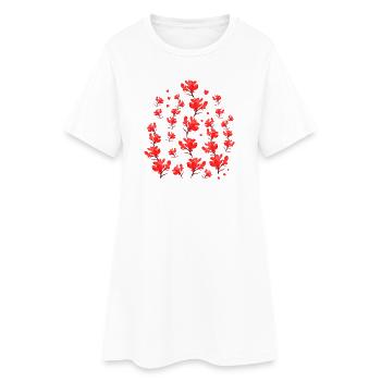 red floral pattern hearts garlands floral pattern - Women’s T-Shirt Dress - white - Front