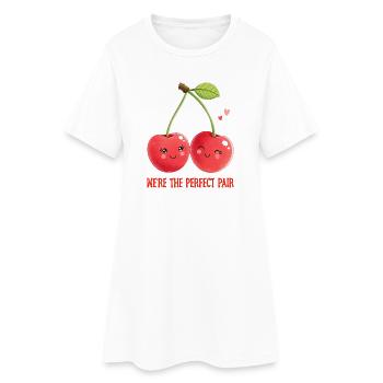 Duo Cherry : Un couple parfait d’amour - Robe T-shirt Femme - blanc - Devant