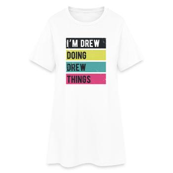 Ich bin Lynn und mache Lynn-Dinge Retrofarben - Frauen T-Shirt-Kleid - Weiß - Vorne