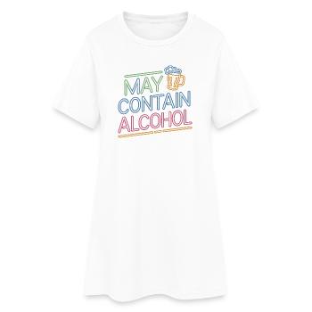 May Contain Alcohol Alkohol Mallorca Saufen JGA - Frauen T-Shirt-Kleid - Weiß - Vorne