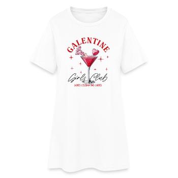 Valentine Girls Club Cocktail Illustration - Robe T-shirt Femme - blanc - Devant