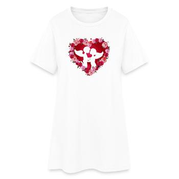 Kissing angels in heart-shaped rose frame - Women’s T-Shirt Dress - white - Front