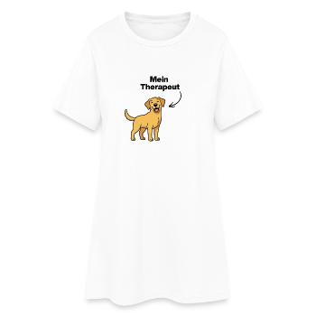 MEIN THERAPEUT: HUND! FELLNASE, DOGLOVER, PFOTE - Frauen T-Shirt-Kleid - Weiß - Vorne