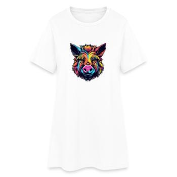 Sanglier néon - Robe T-shirt Femme - blanc - Devant