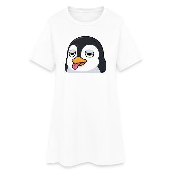 Lustiger Pinguin Cartoon Genervt Zunge Rausstrecke - Frauen T-Shirt-Kleid - Weiß - Vorne