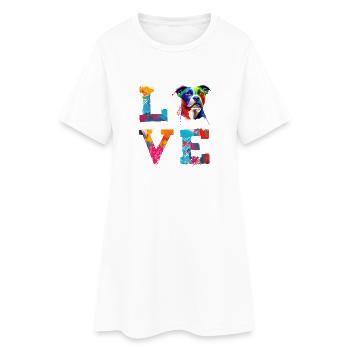Portrait coloré de chien de Staffordshire Dog Love, art - Robe T-shirt Femme - blanc - Devant
